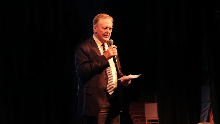 Peter Baker, Education Director giving the opening speech at A Bullet for My Valentine musical show